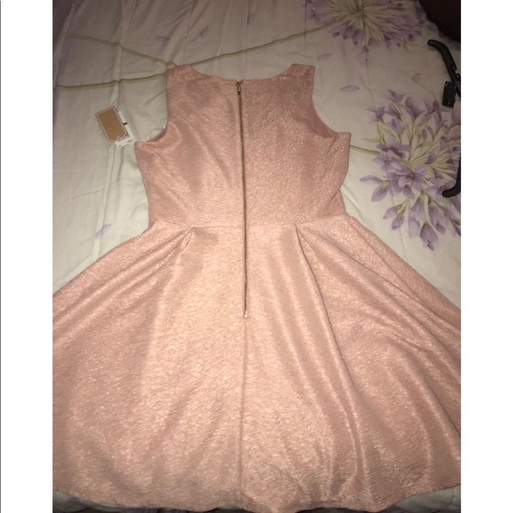 Fit and flare blush pink dress